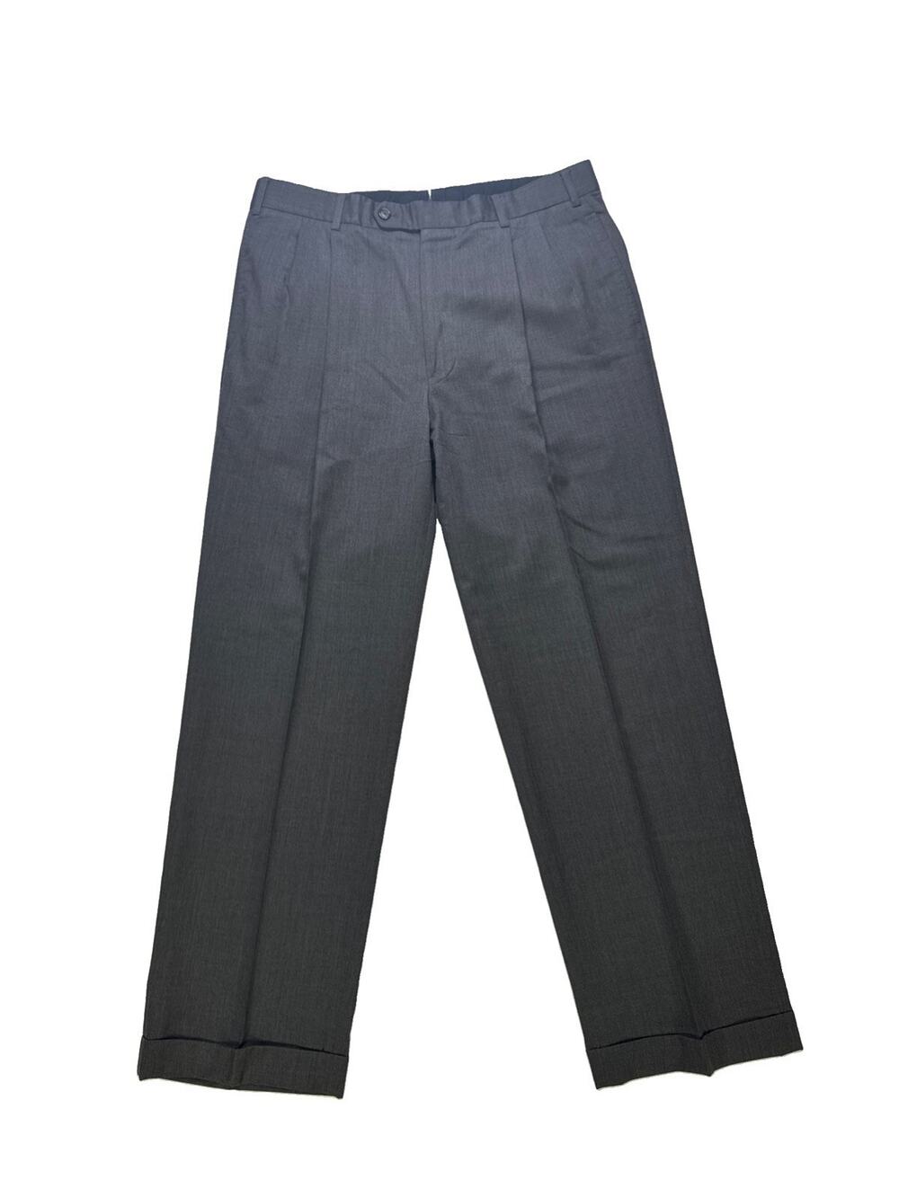 Vintage Brooks Brothers Country Club 34x31 Gray Wool Pleated Cuffed Pants